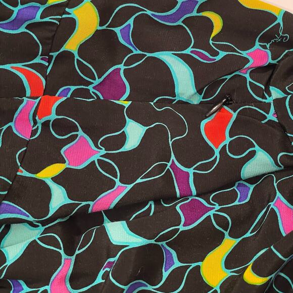 STAUD Milla Puff-Sleeve Midi-Dress - Black Abstract Wave - 4 - Picture 9 of 15